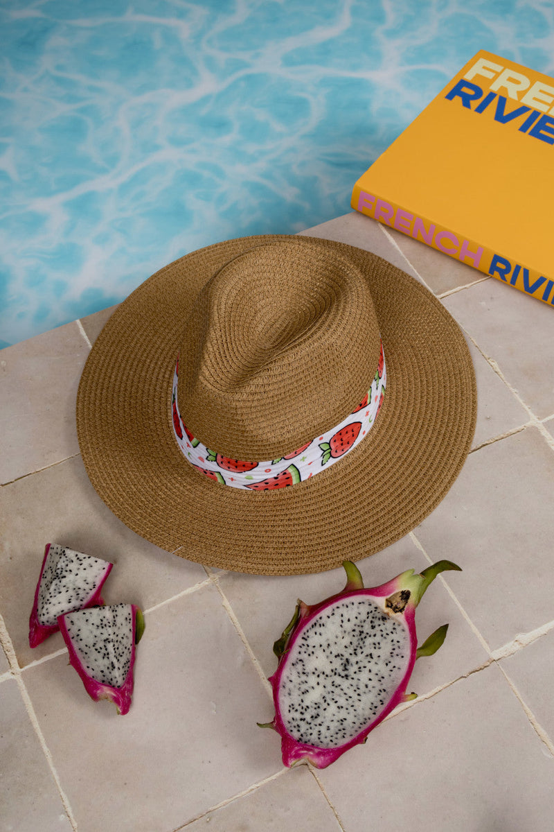 Fedora Sun Hat - Saint Tropez - Strawberries + Watermelon