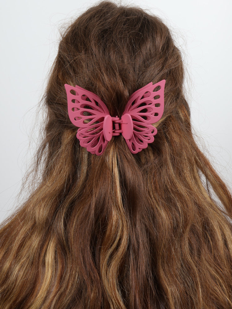 Claw Clip - Small Double Butterfly - Pink