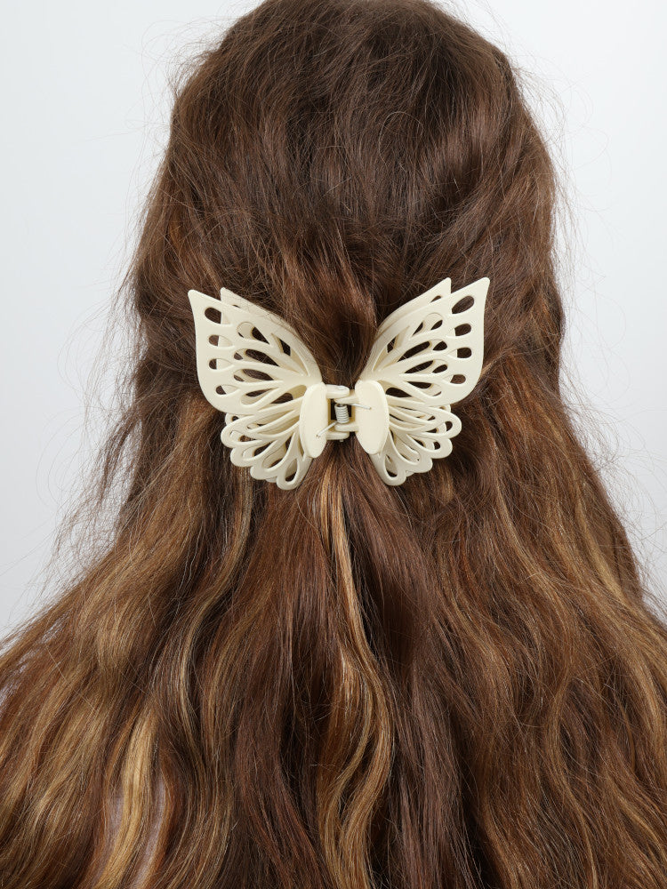 Claw Clip - Small Double Butterfly - Ivory
