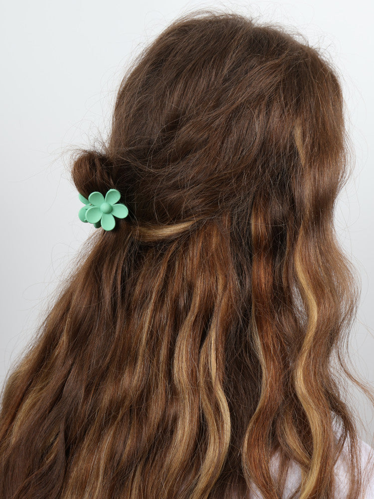 Claw Clip - Small Flower - Green