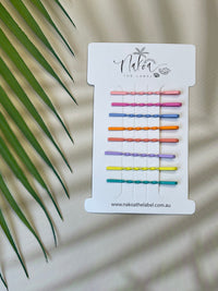 Hair Pins - Set of 8 - Rainbow - Bright - Twist