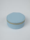 Vegan PU Leather Jewellery Box - Round - Light Blue - Small