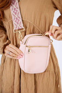 Vegan PU Leather Palm Springs Phone Bag - Light Pink