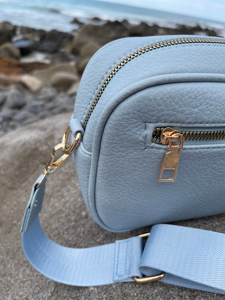 Vegan PU Leather Brunswick Crossbody - Light Blue