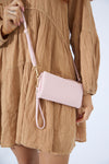 Vegan PU Leather New Haven Crossbody Wallet - Light Pink