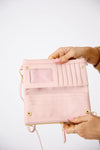 Vegan PU Leather New Haven Crossbody Wallet - Light Pink