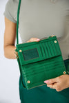 Vegan PU Leather New Haven Crossbody Wallet - Emerald Green