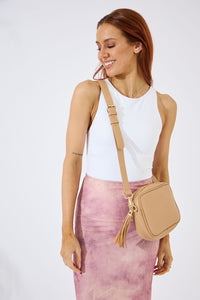 Vegan PU Leather Sandy Springs Crossbody - Beige