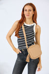 Vegan PU Leather Sandy Springs Crossbody - Beige