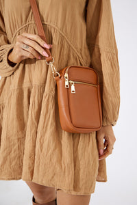 Vegan PU Leather Key West Phone Bag - Tan