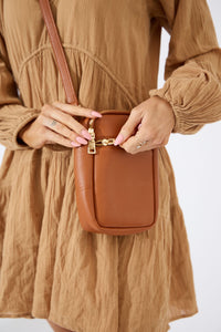 Vegan PU Leather Key West Phone Bag - Tan