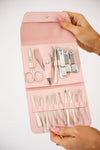 Vegan PU Leather Manicure Set - Light Pink