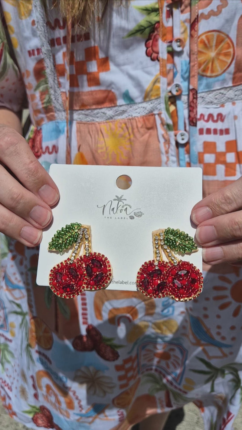 Cherry Beaded Earrings