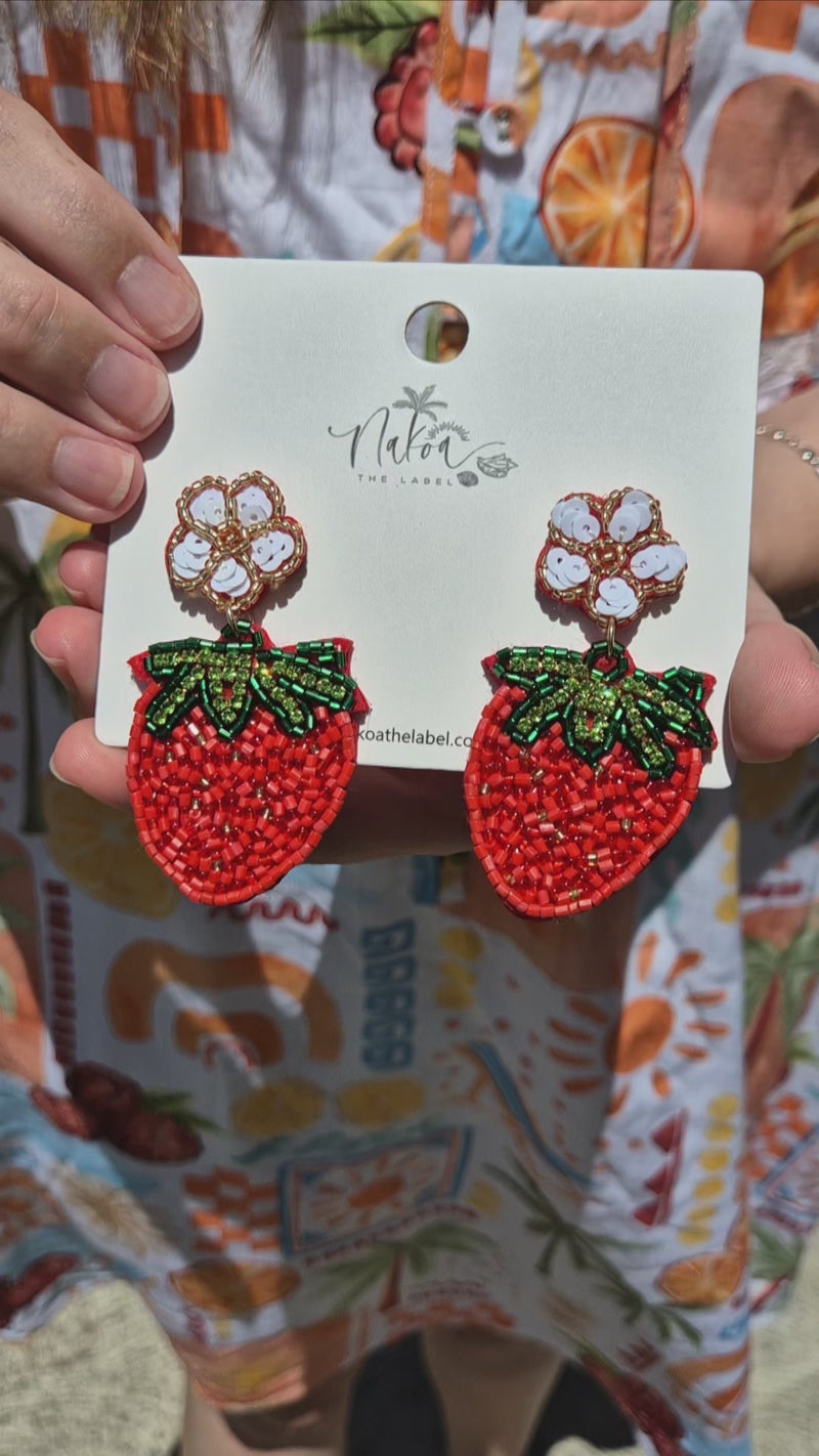 Strawberry Beaded Earrings