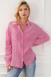 Barbados - Crinkle Cotton Vintage Washed Shirt - Pink