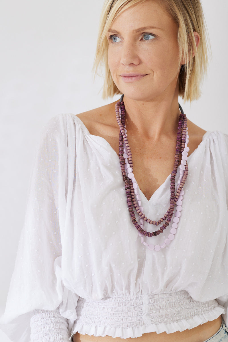 Timber Bead Necklace - Kapalua - Purple